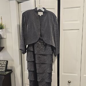 Elegant Black Tiered Dress with Jacket